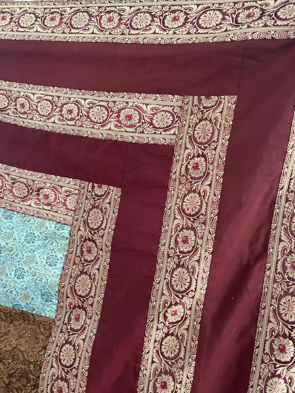 Vintage New Stock Al Jaber Gallery Dubai Patchwork Paisley Bed Coverlet 1990s